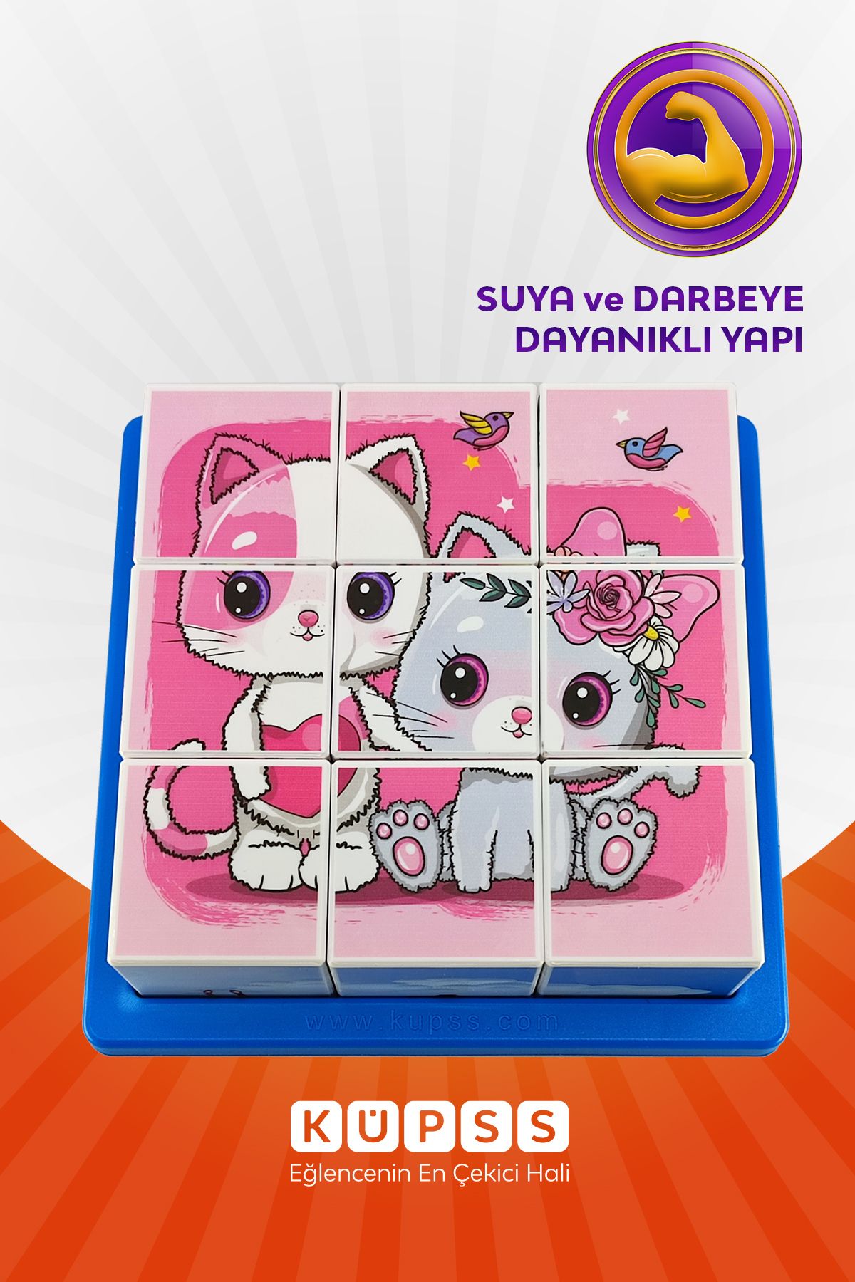 KÜPSS-Princess - Cat 6 Different Cute 3D Cube Puzzle 9 Cube 6 Jigsaw Puzzle Age 3 4 5 6 Intelligence Developer Toys 3