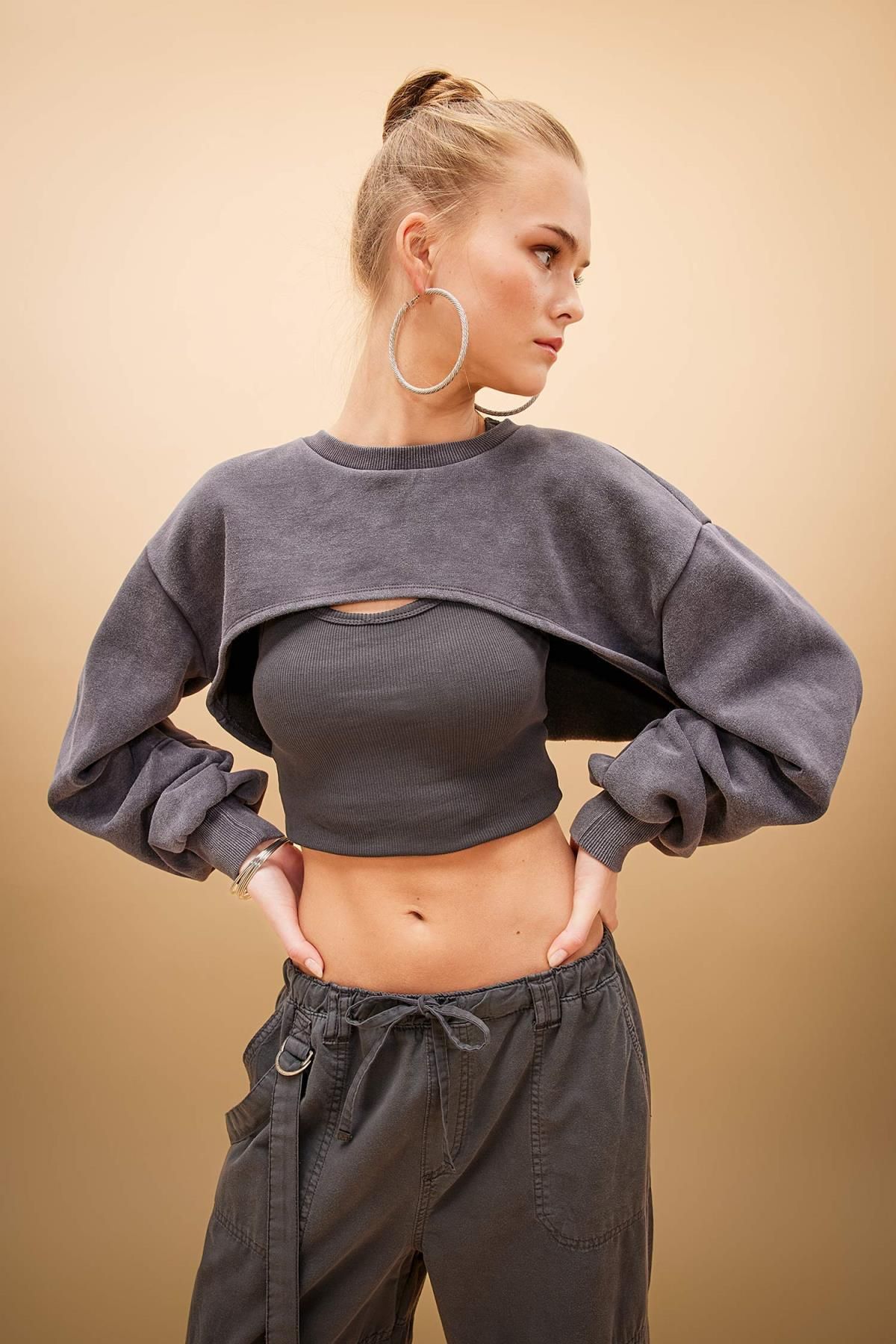 Defacto Coool Crop Y kamal Soluk Efektli Sweatshirt C2092ax24sp