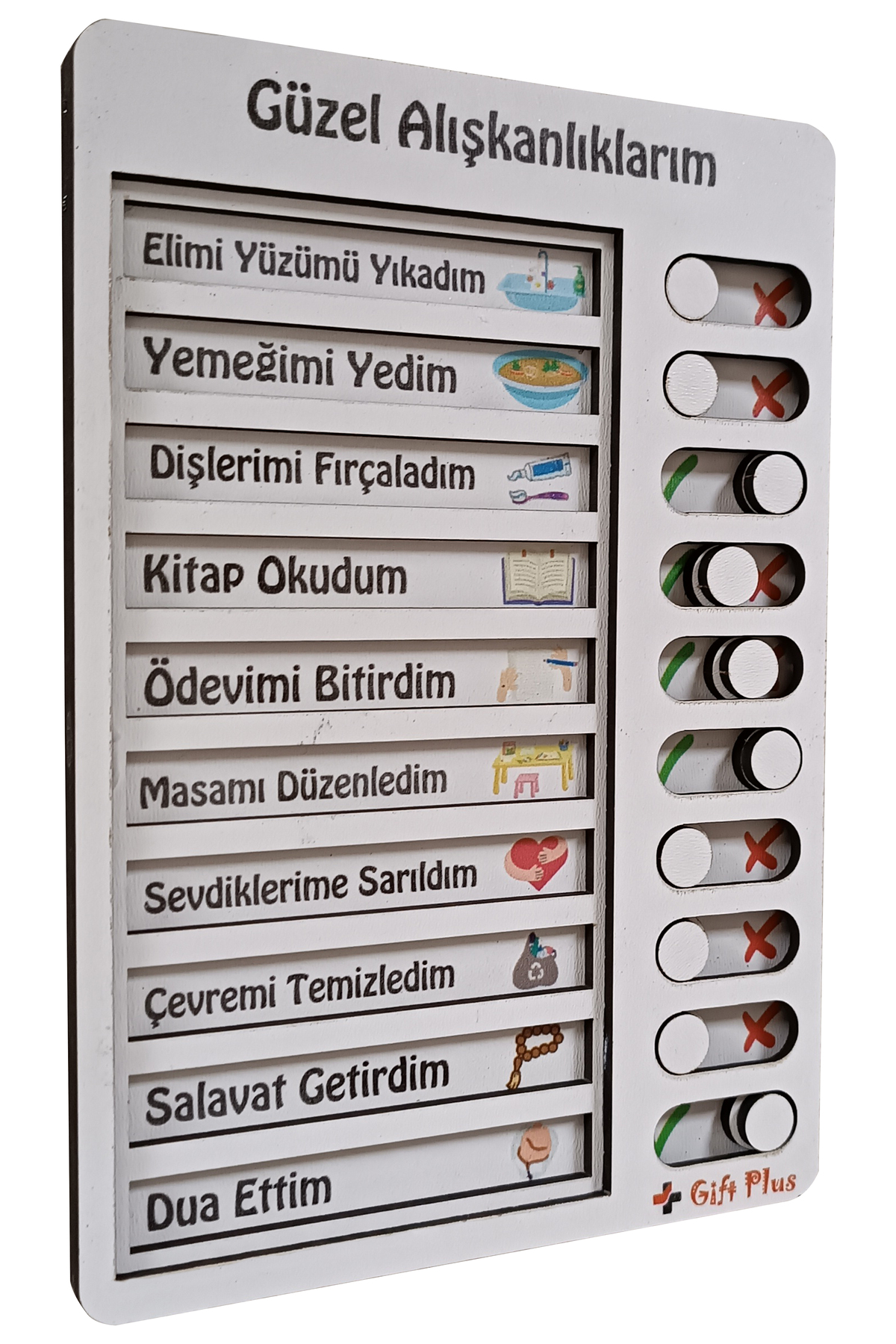 عادات خوب چوبی-لیست روتین روزانه-لیست بررسی-اسباب‌بازی آموزشی