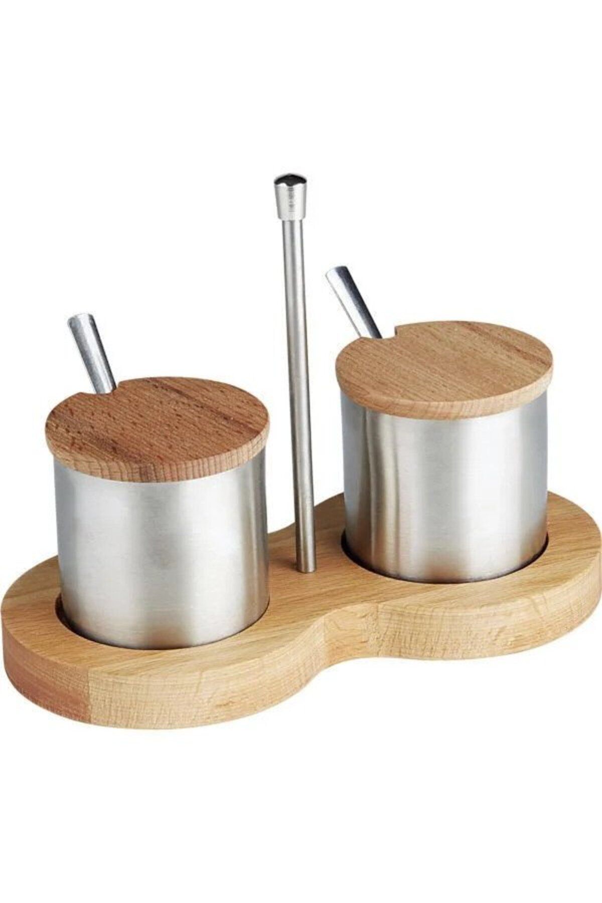 بانکه ادویه مجموعه 2 قطعه 19x9.5 سانتی متر مات با پایه Kumsal Mutfak