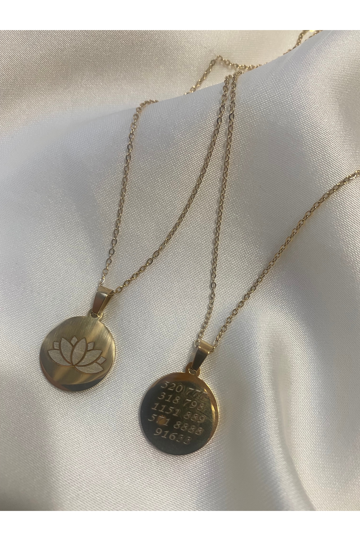 Lotus Flower and Number Sequence Steel Necklace