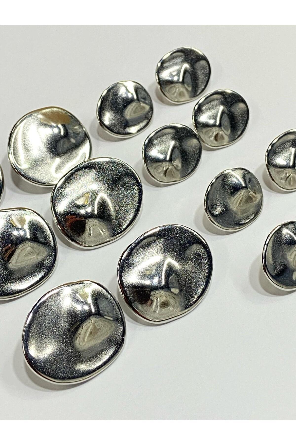 Trench Coat Jacket Button Set Ellipse Model / Silver