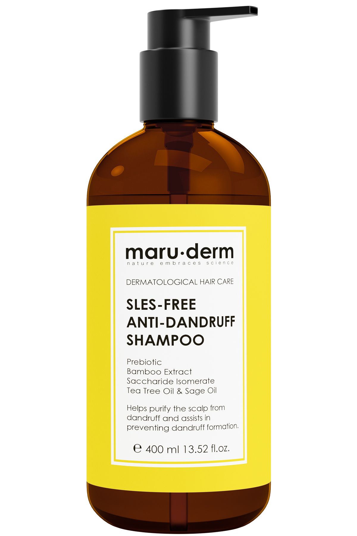 Maru.Derm Kepeğe Karşı Etkili Sülfatız Şampuan 400 ML | Normal/Yağlı Saçlar | Sülfatsız,Tuzsuz,Vegan Şampuan