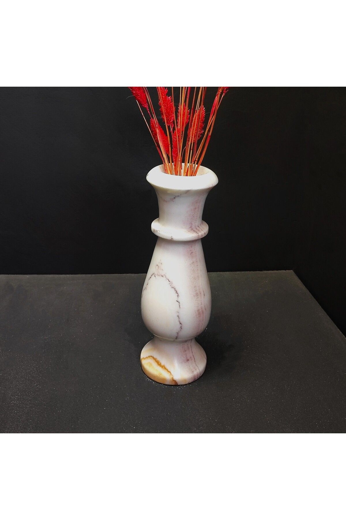 decors by stone since 2020-Decorative Marble Vase - Orange and Onix 4