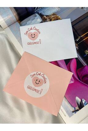bisaccia Pembe Kalpli Gülen Emoji Etiketi Sen Çok Özelsin Renkli Yuvarlak Mat...