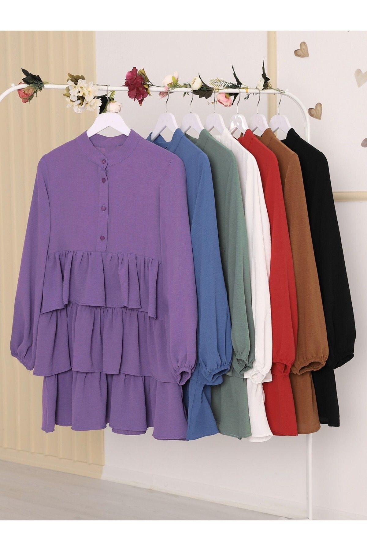 Modamorfo-Half Buttoned 3 Layer Ayrobin Tunic 3