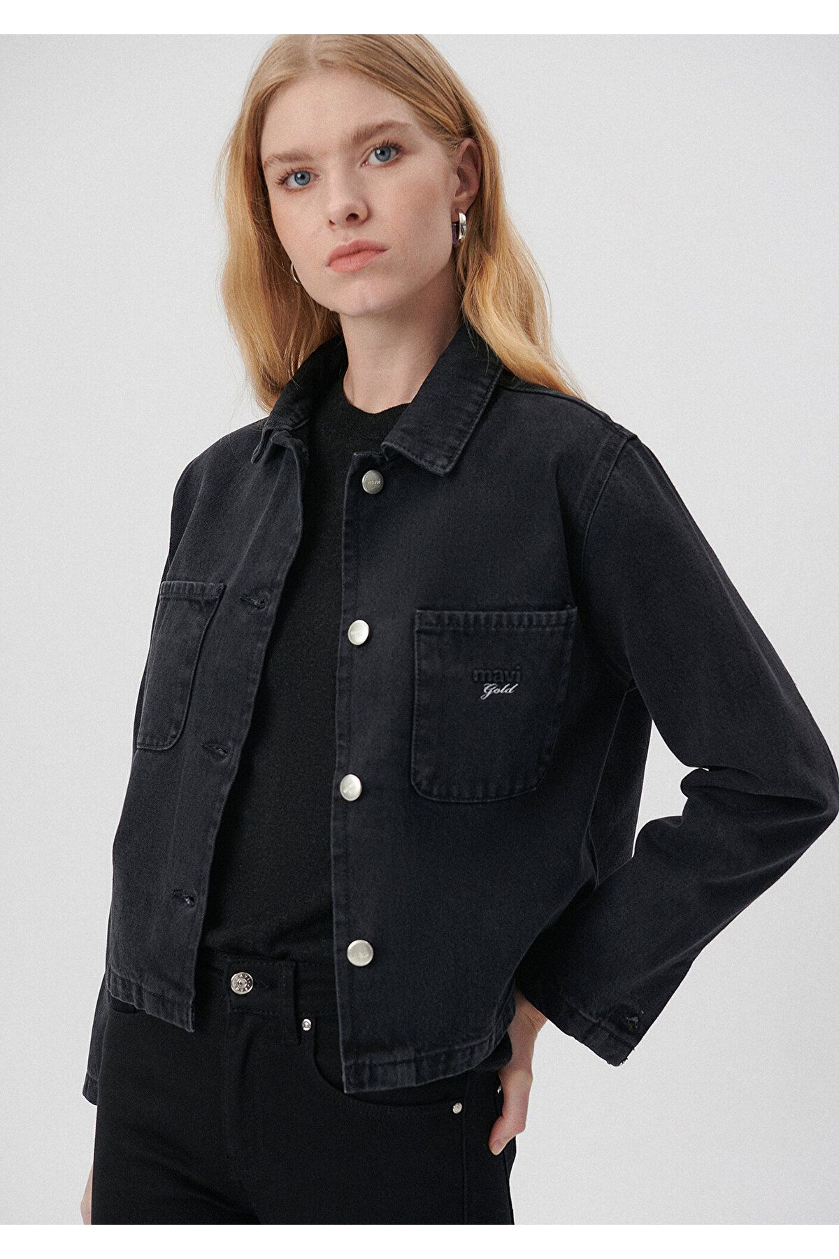Denim jacket gold buttons cheap