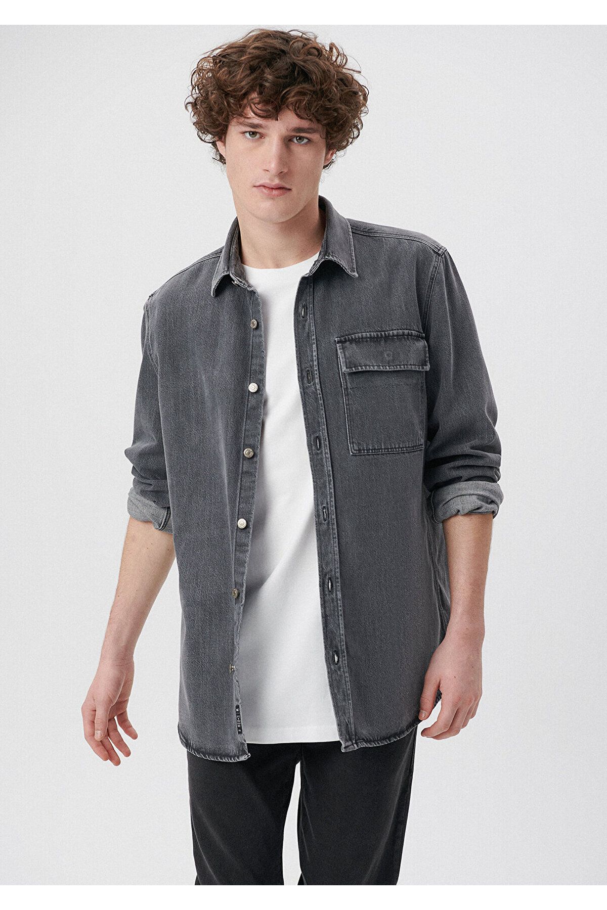 Denim shirt grey on sale