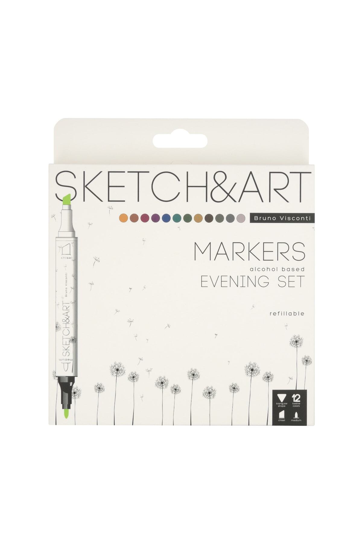 Bruno Visconti Sketch & Art Çift Taraflı Marker Kalem 12 Renk-gece