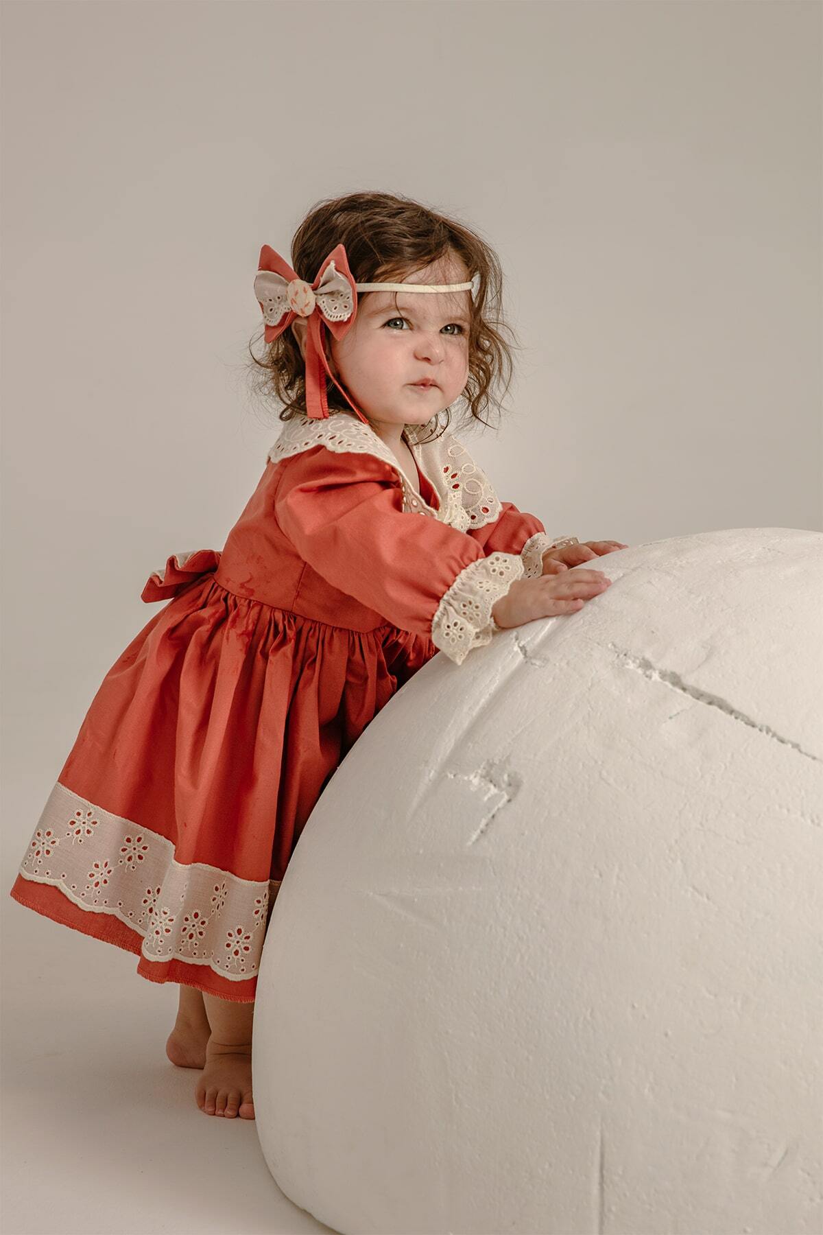 Arazretrobaby Kiremit Rengi Kol Ve Etek Fisto Dantel Detaylı Fırfır Etekli Retro Kız Bebek Elbisesi fotoğrafı 3 (önizleme)