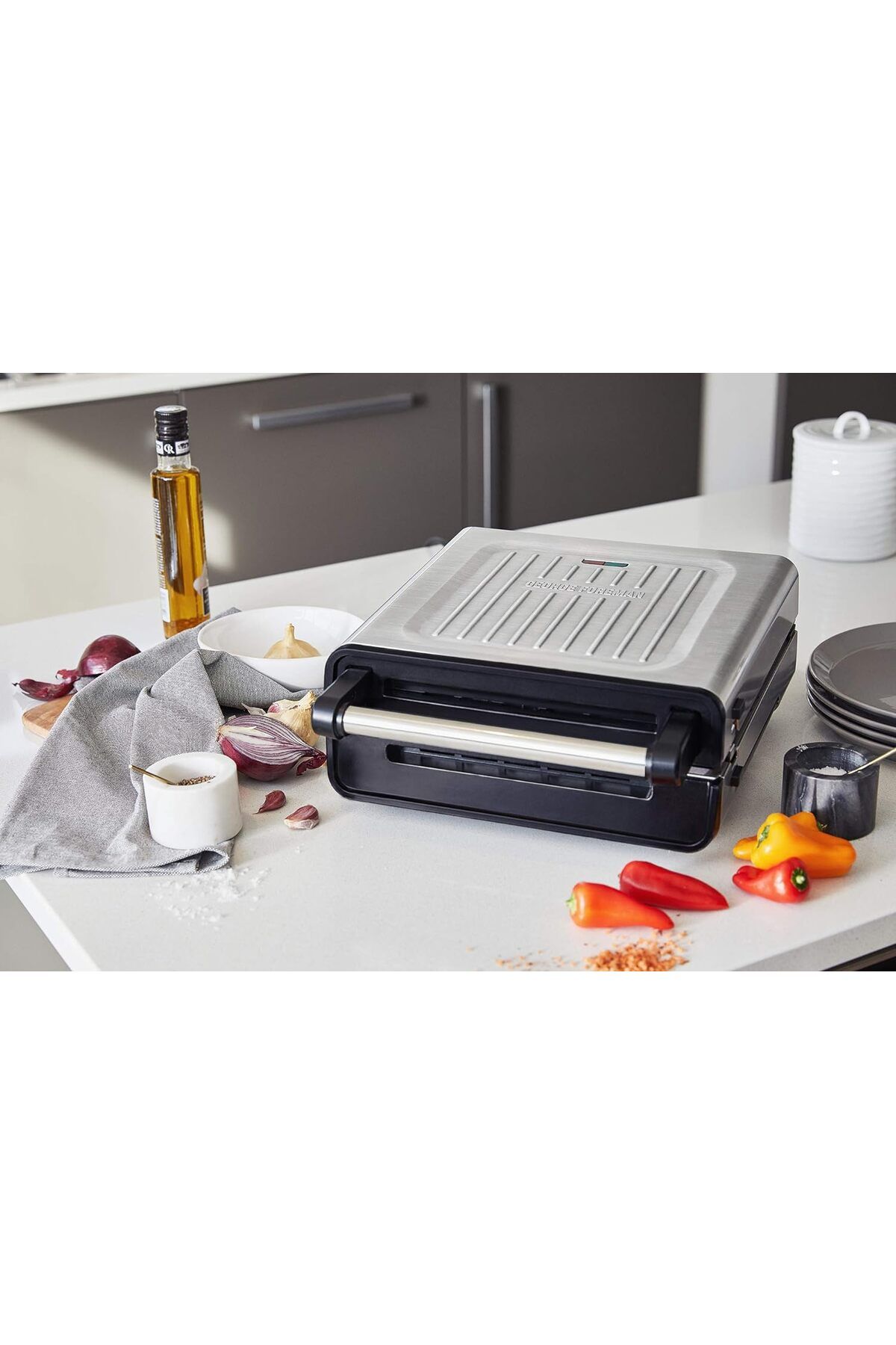 George Foreman Stainless Steel Ceramic Machine Washable Grill Toaster Trendyol