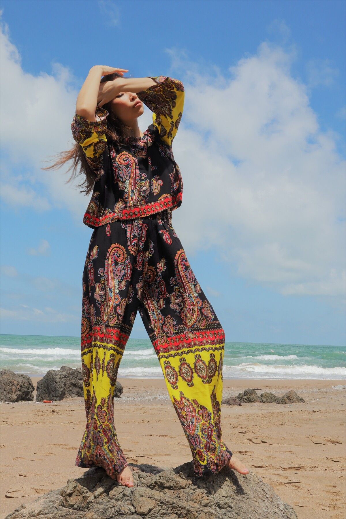 Su Koleksiyon-Jakarta Boho Style Viscose Blouse and Pantaloon Set 2