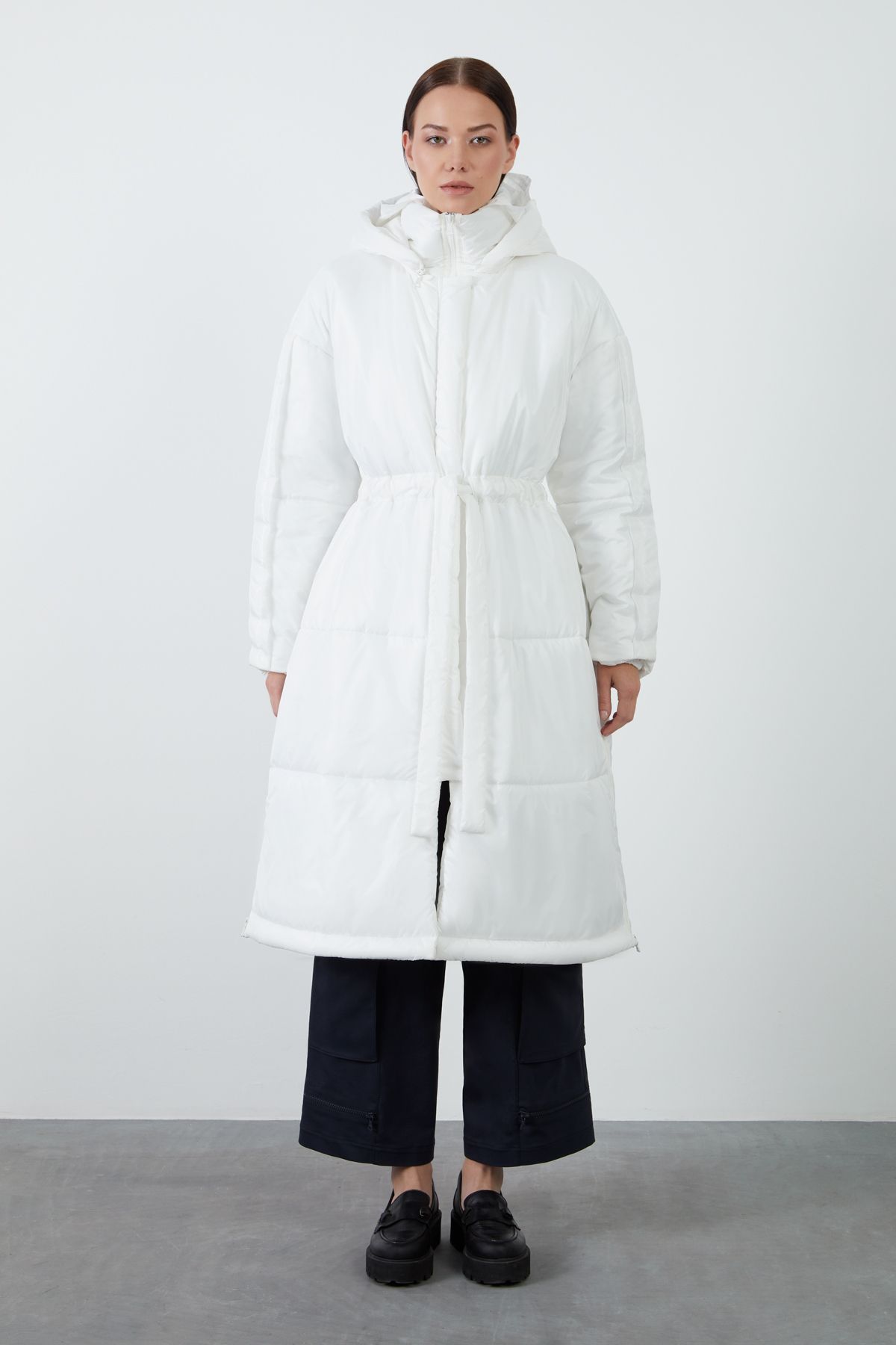 Manimani-Ecru Long Puffer Coat 1