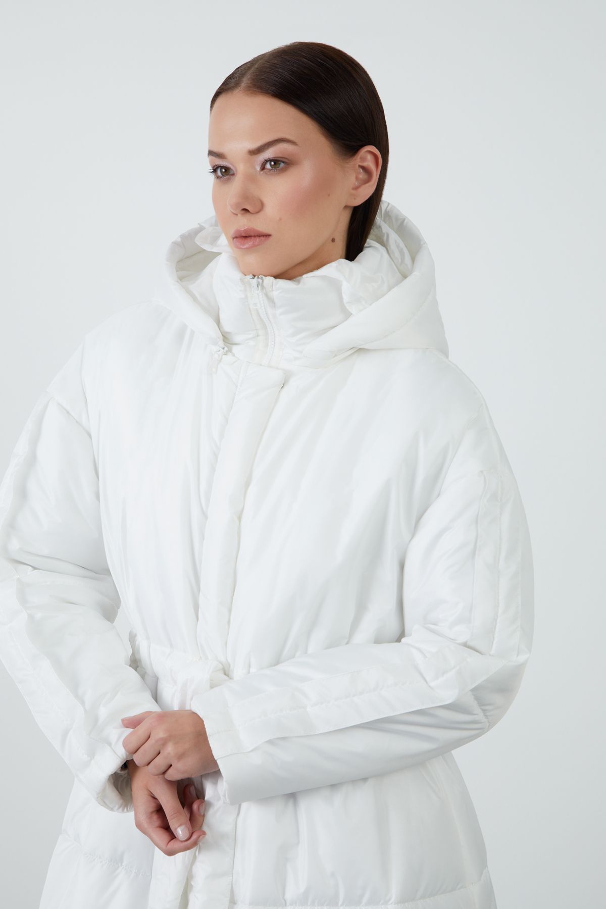 Manimani-Ecru Long Puffer Coat 2