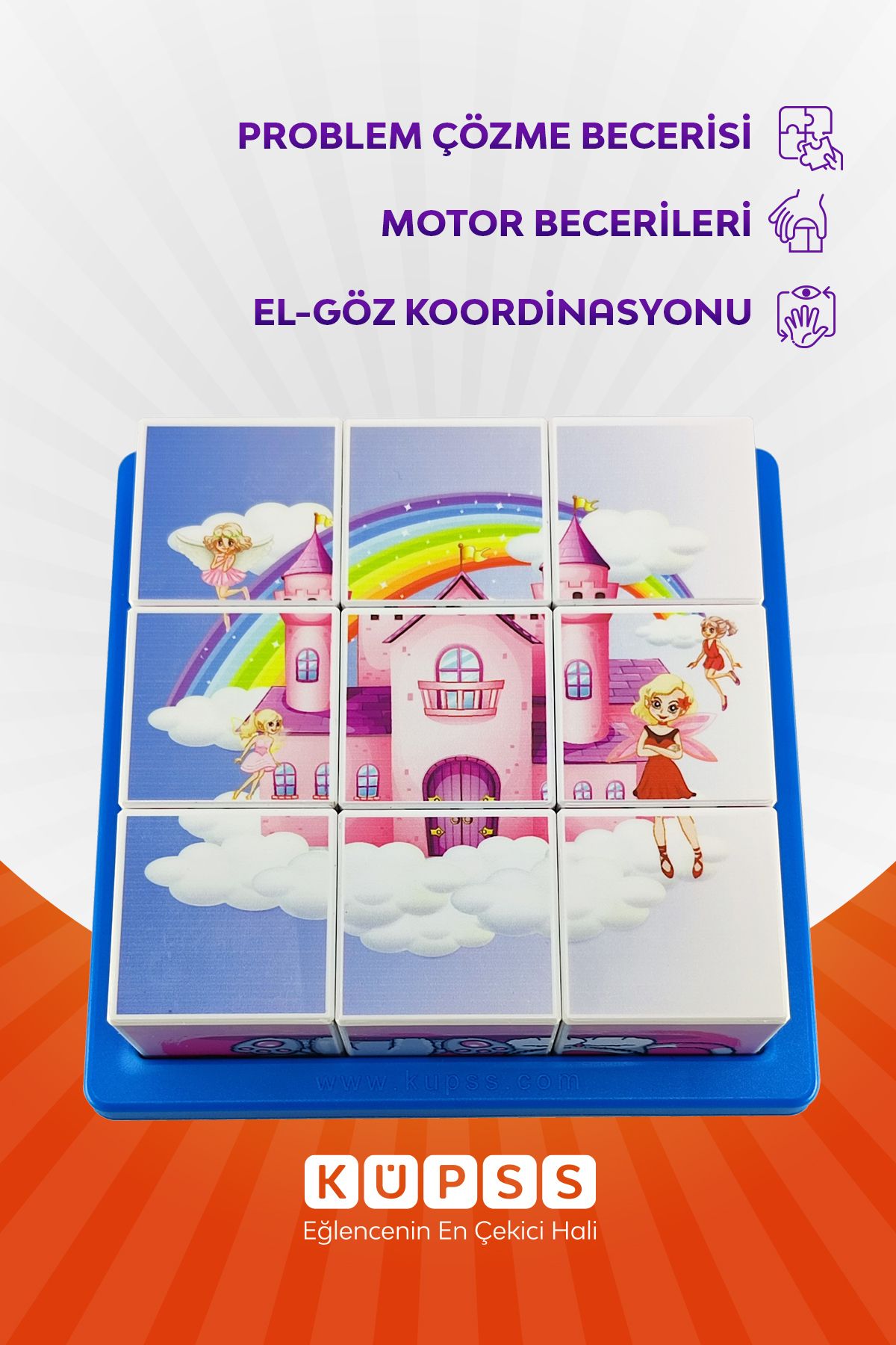 KÜPSS-Princess - Cat 6 Different Cute 3D Cube Puzzle 9 Cube 6 Jigsaw Puzzle Age 3 4 5 6 Intelligence Developer Toys 6