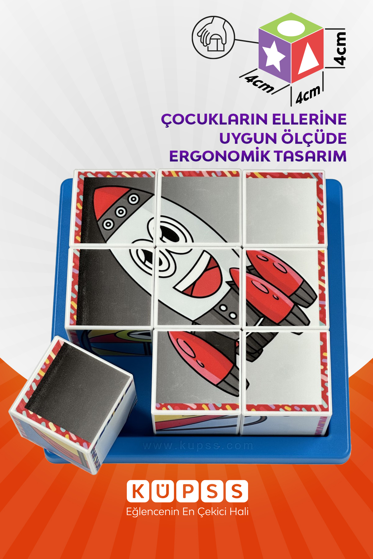 KÜPSS Neşeli Taşıtlar Küp Puzzle - 6 Farklı Yapboz fotoğrafı 2 (önizleme)