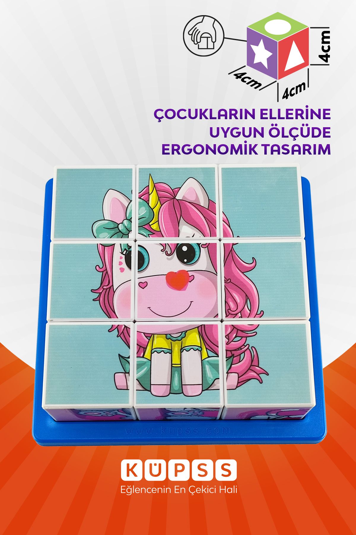 KÜPSS-Princess - Cat 6 Different Cute 3D Cube Puzzle 9 Cube 6 Jigsaw Puzzle Age 3 4 5 6 Intelligence Developer Toys 5