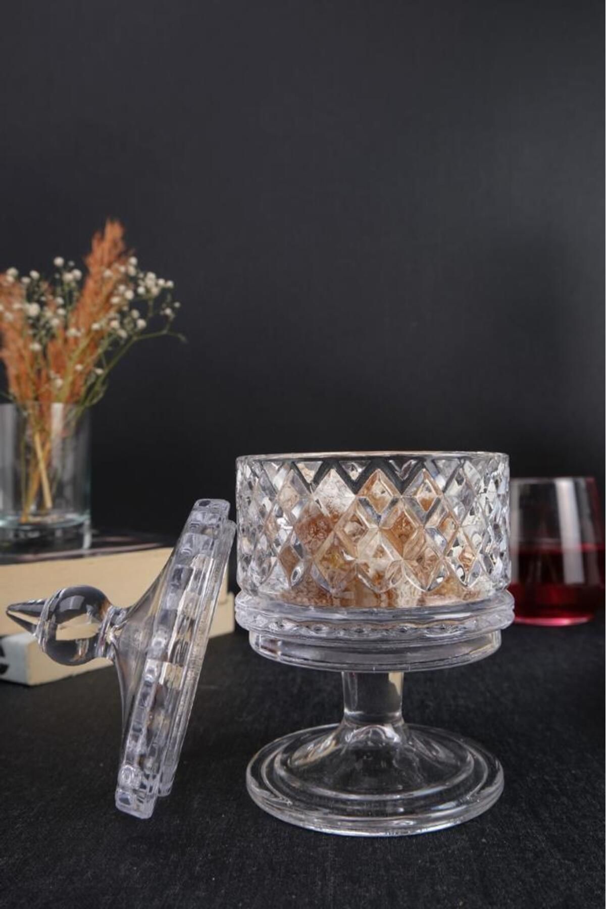 Digithome-Footed Glass Presentation Holder Cookie and Sugar Bowl 15 Cm Pattern-2 – KU.MKZ.001 C1-1-288 2