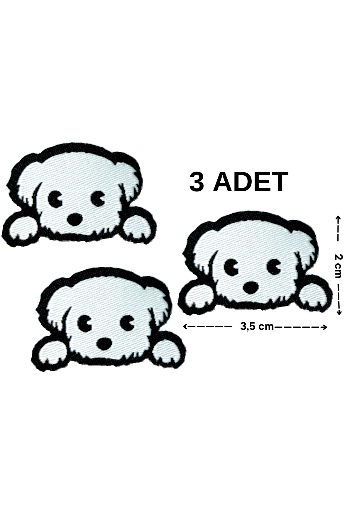 Megas Etiket Ütü ile Yapışan Beyaz Köpek Dokuma Arma/Yama