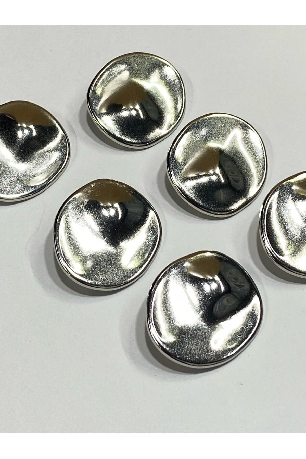 Trench Coat Button Set Ellipse Model / Silver Set of 6 3 cm