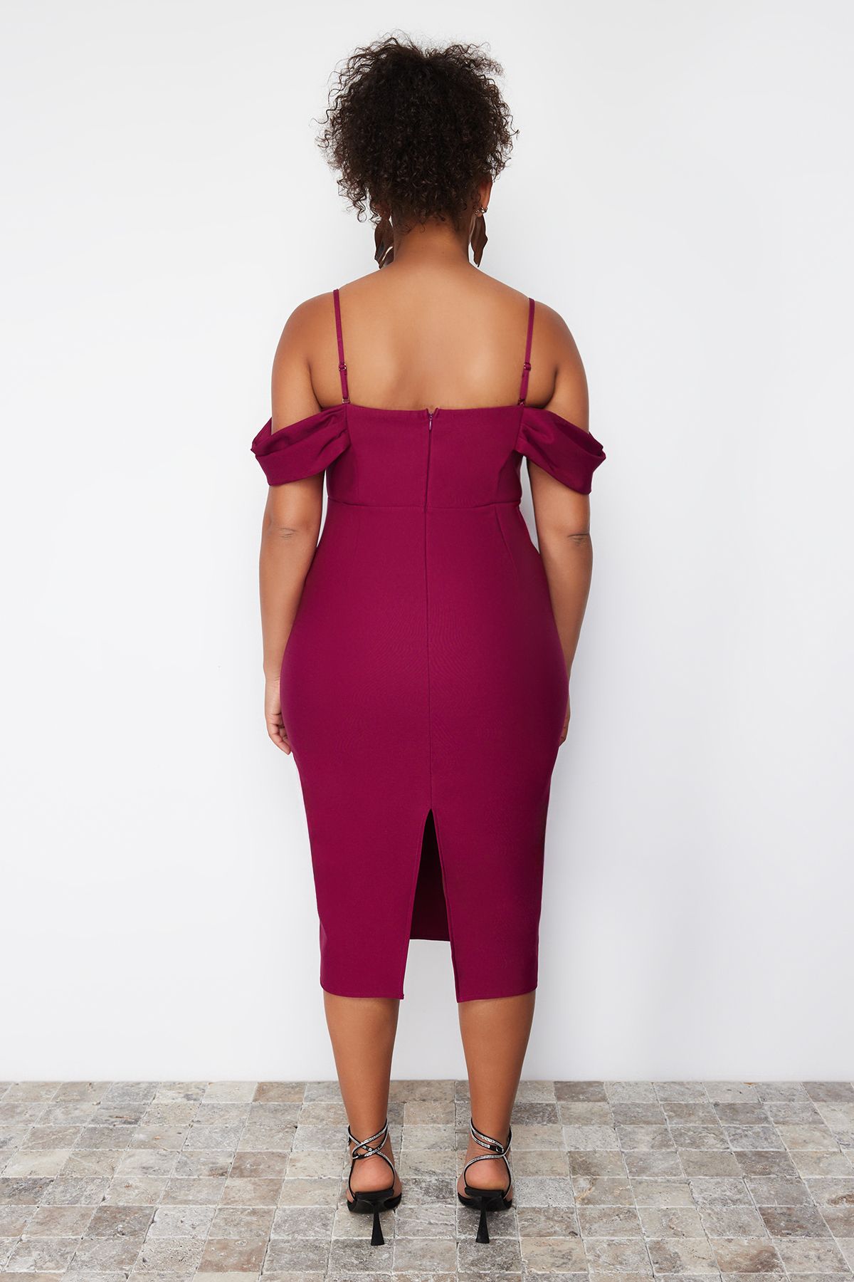 Trendyol Curve-Purple Finike Woven Plus Size Dress 6
