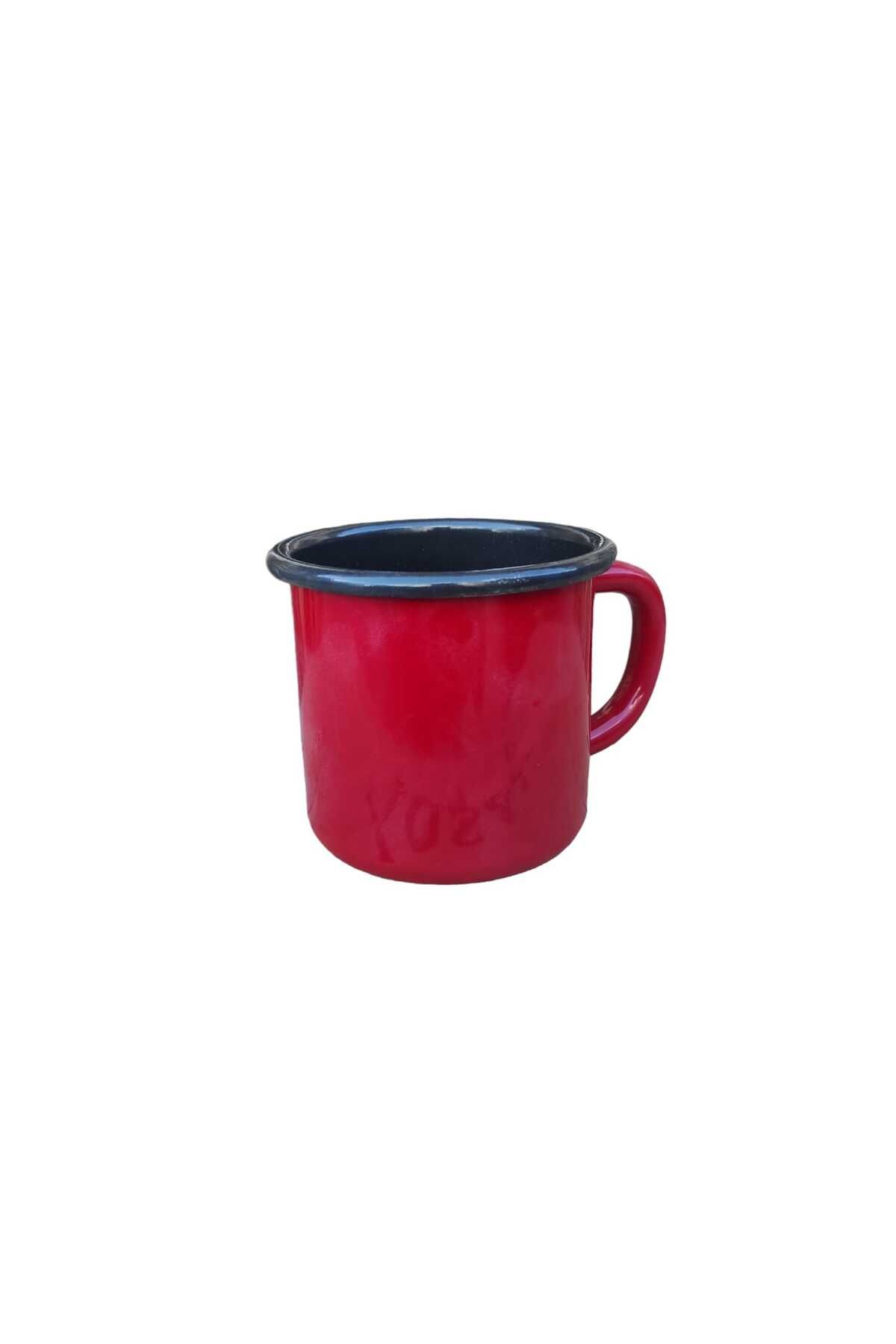 Emaye Kupa 350 ml Emaye Bardak Kampçı Kupası kahve Fincanı Kamp Bardağı kırmızı