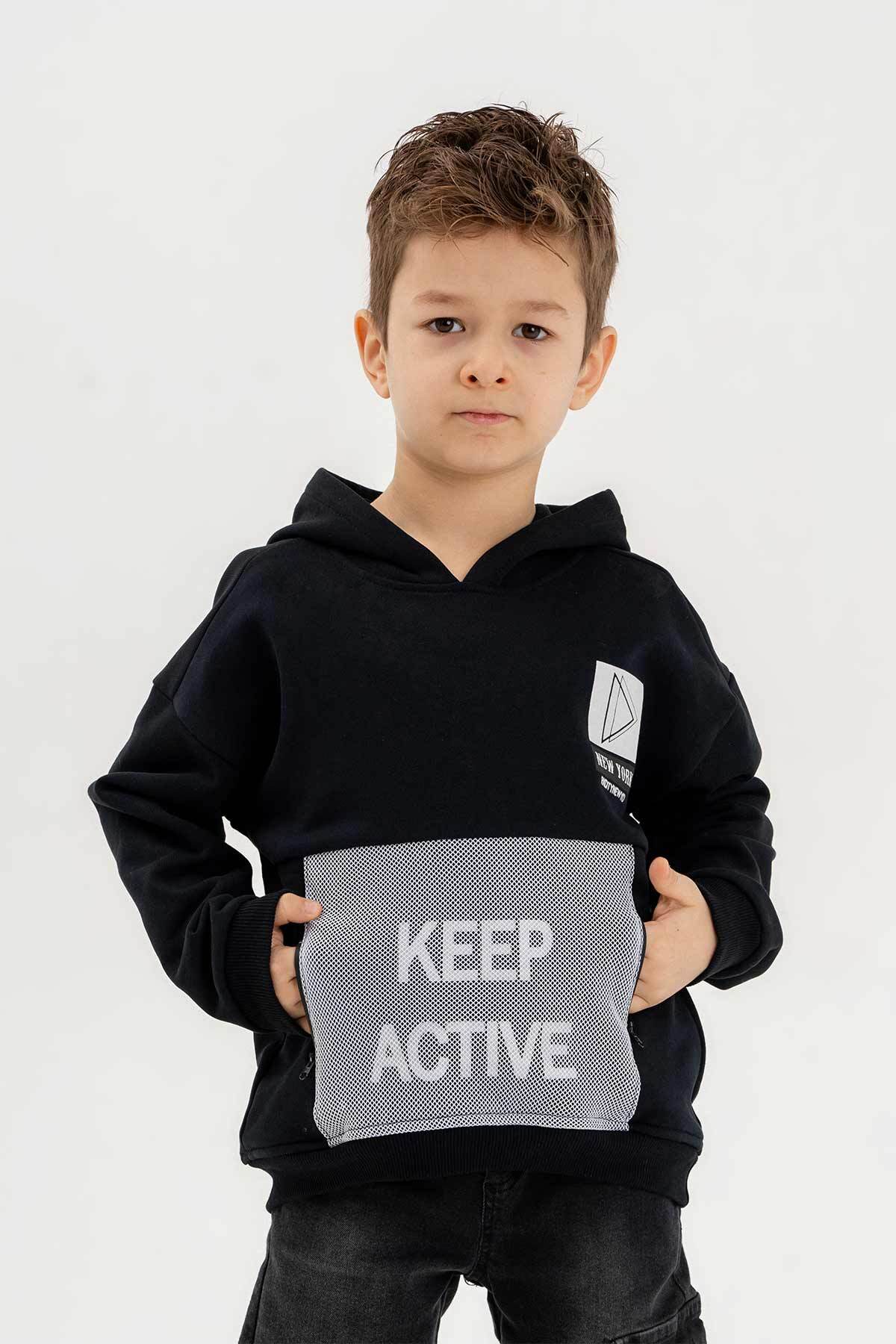 سویشرت پسرانه مشکی Gold Class Kidswear | 23SW069 اورجینال - تصویر 2