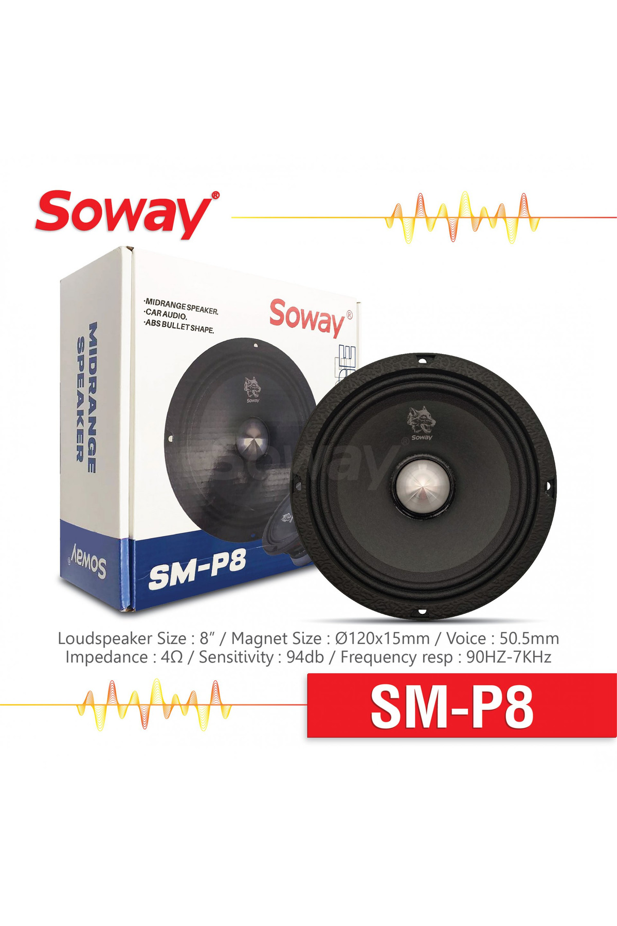 EXVOL SOWAY SM-P8 20CM MİDRANGE KURŞUN GÖBEK 400W 180RMS HOPARLÖR