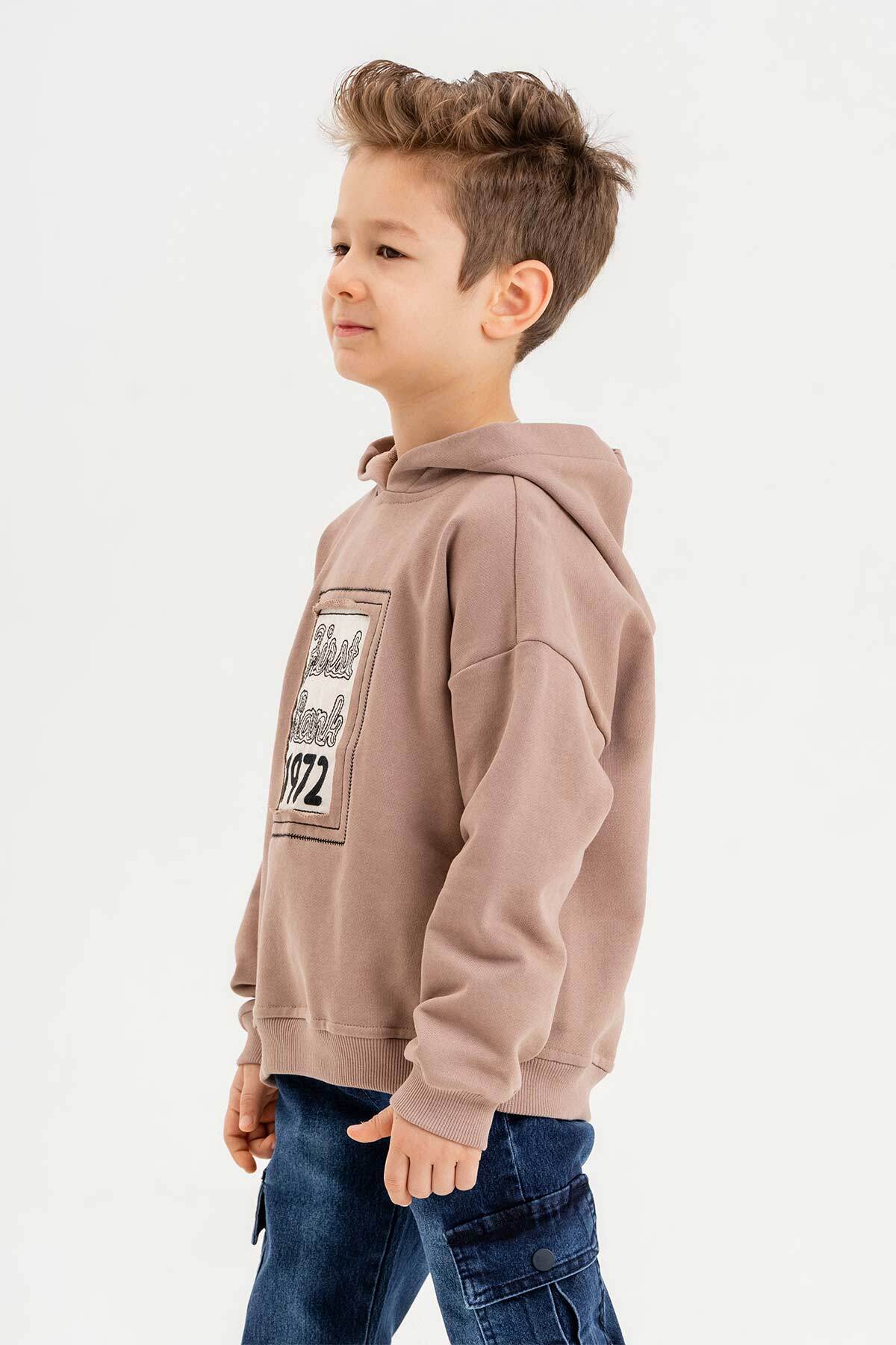 سویشرت پسرانه قهوه ای Gold Class Kidswear | 23SW070 اورجینال - تصویر 4