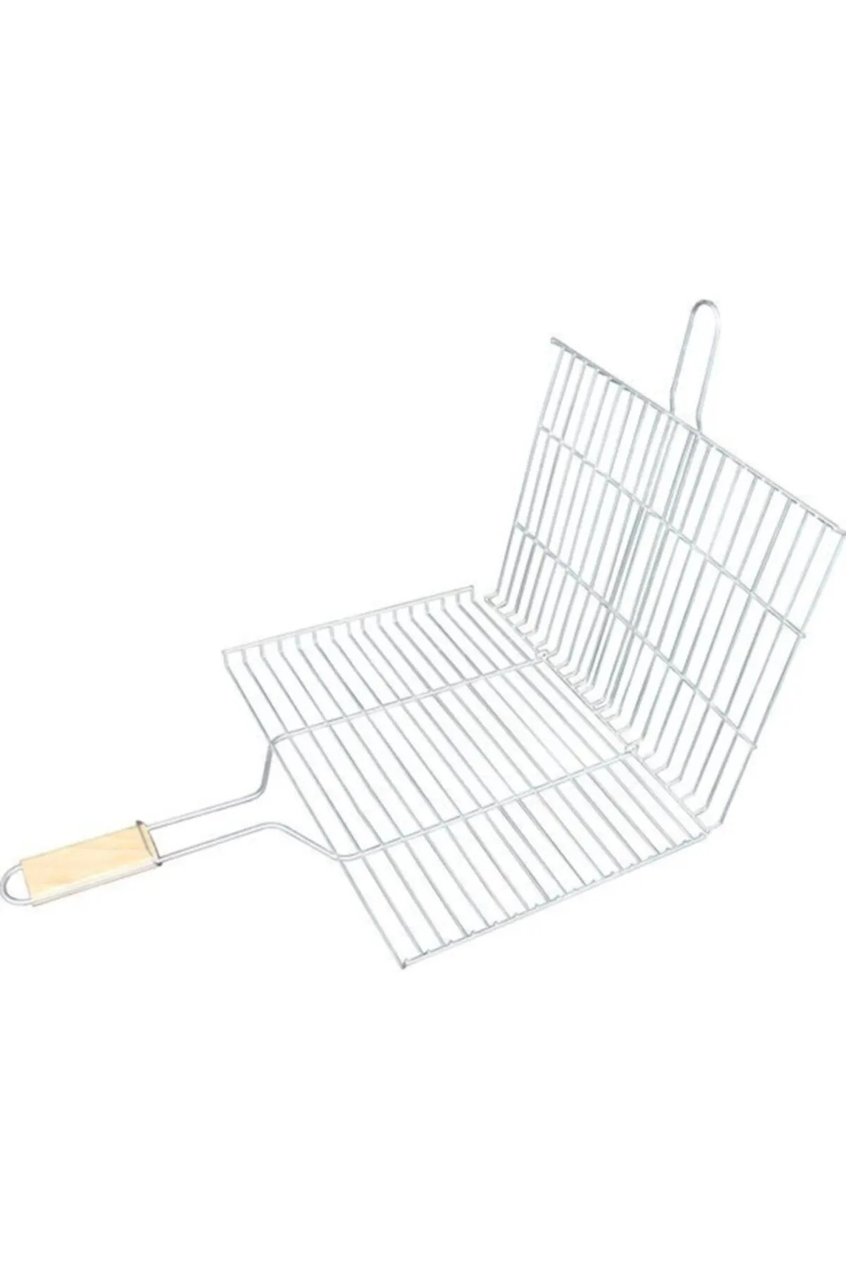 Ahşap Saplı Mangal Izgarası Galvanizli Paslanmaz Kafes Demir 30 x 40 cm 3
