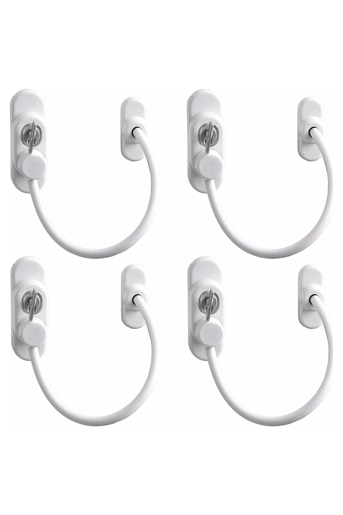 Netodak Çelik Halatlı Kilit Pvc Pencere Emniyet Çocuk Güvenlik Kilidi (4 Adet)