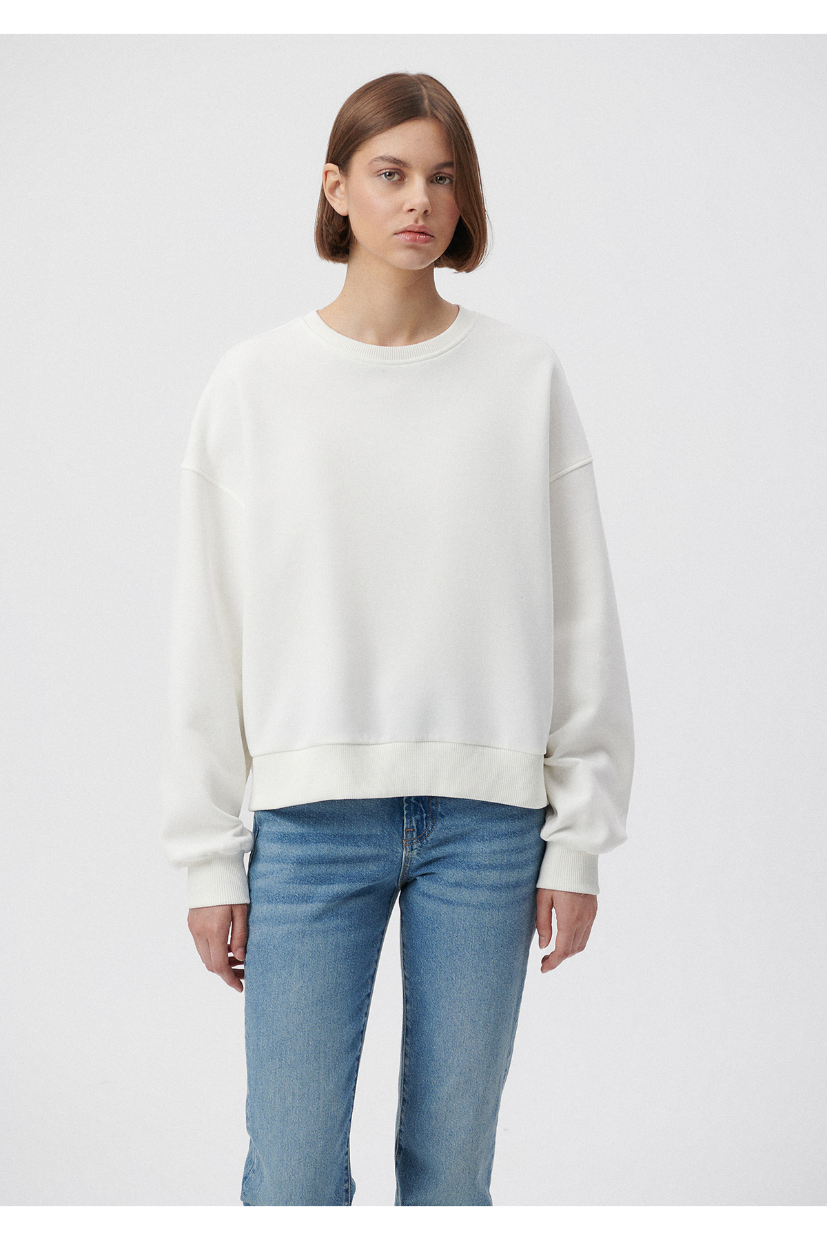 سویشرت زنانه سفید ماویMavi | 1611769 اورجینال - تصویر 3