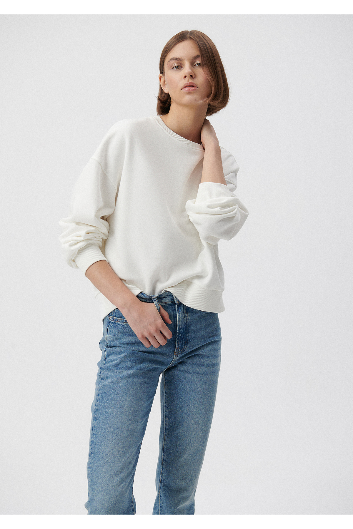 سویشرت زنانه سفید ماویMavi | 1611769 اورجینال - تصویر 2