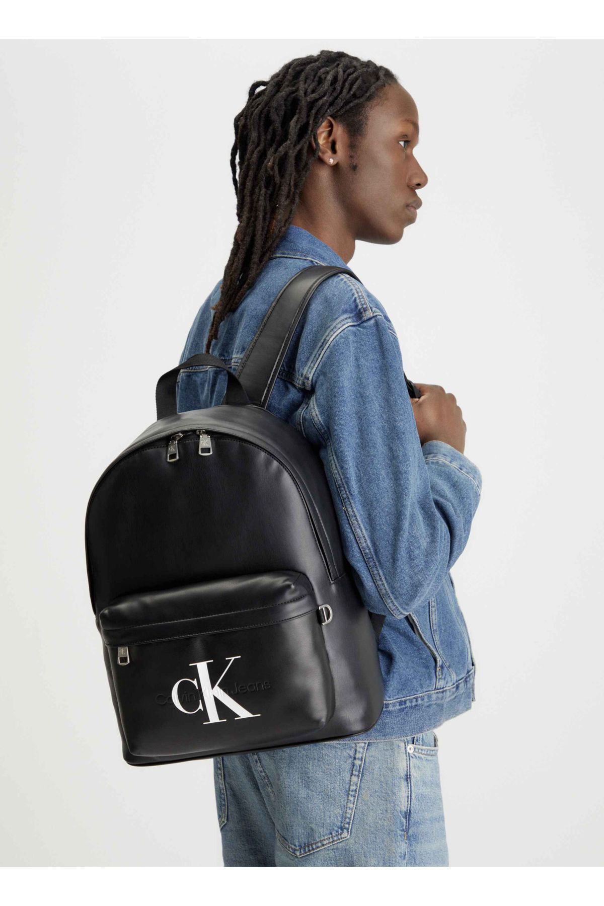 کوله پشتی مشکی مردانه سیاه پوست 32x40x17 سانتی متر مونوگرام نرم دانشگاه BP40 Calvin Klein