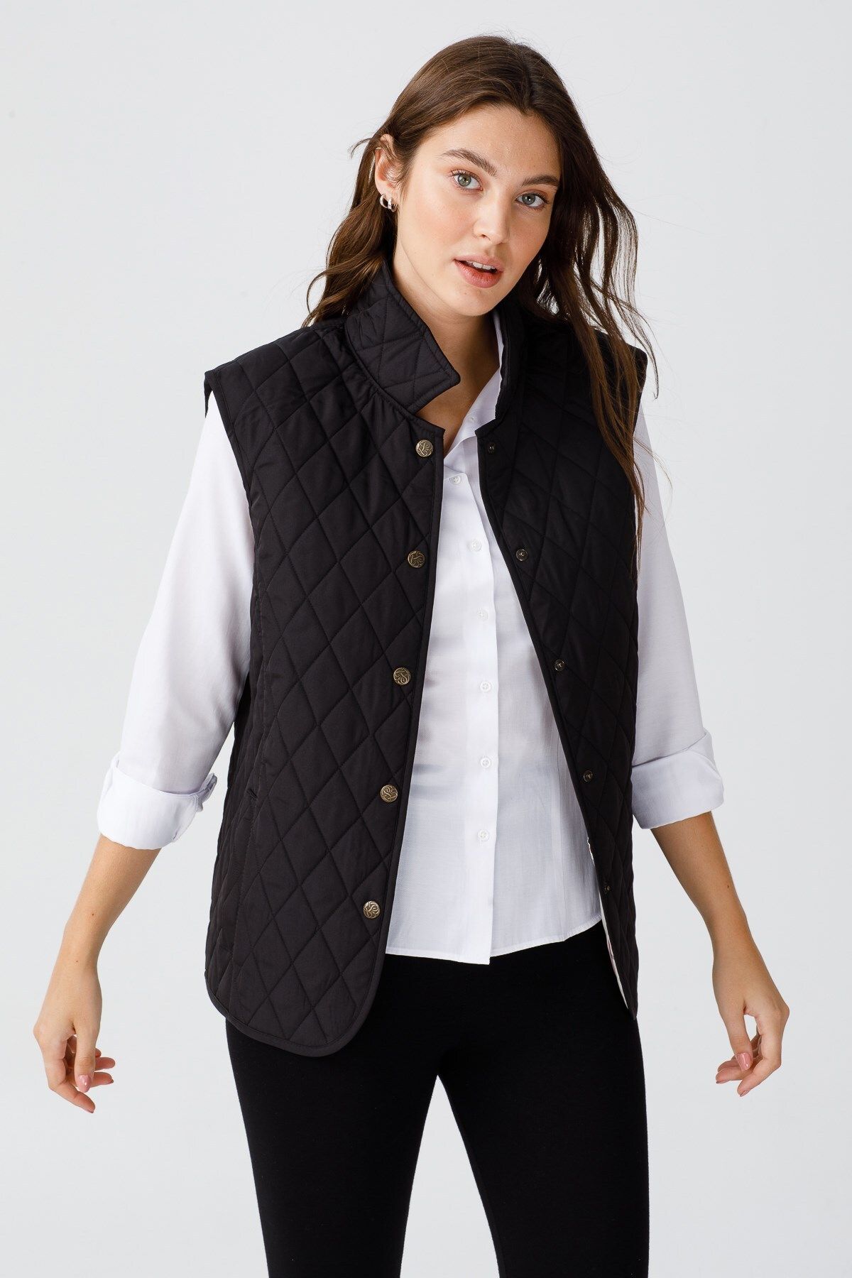 Black quilted sale vest ladies