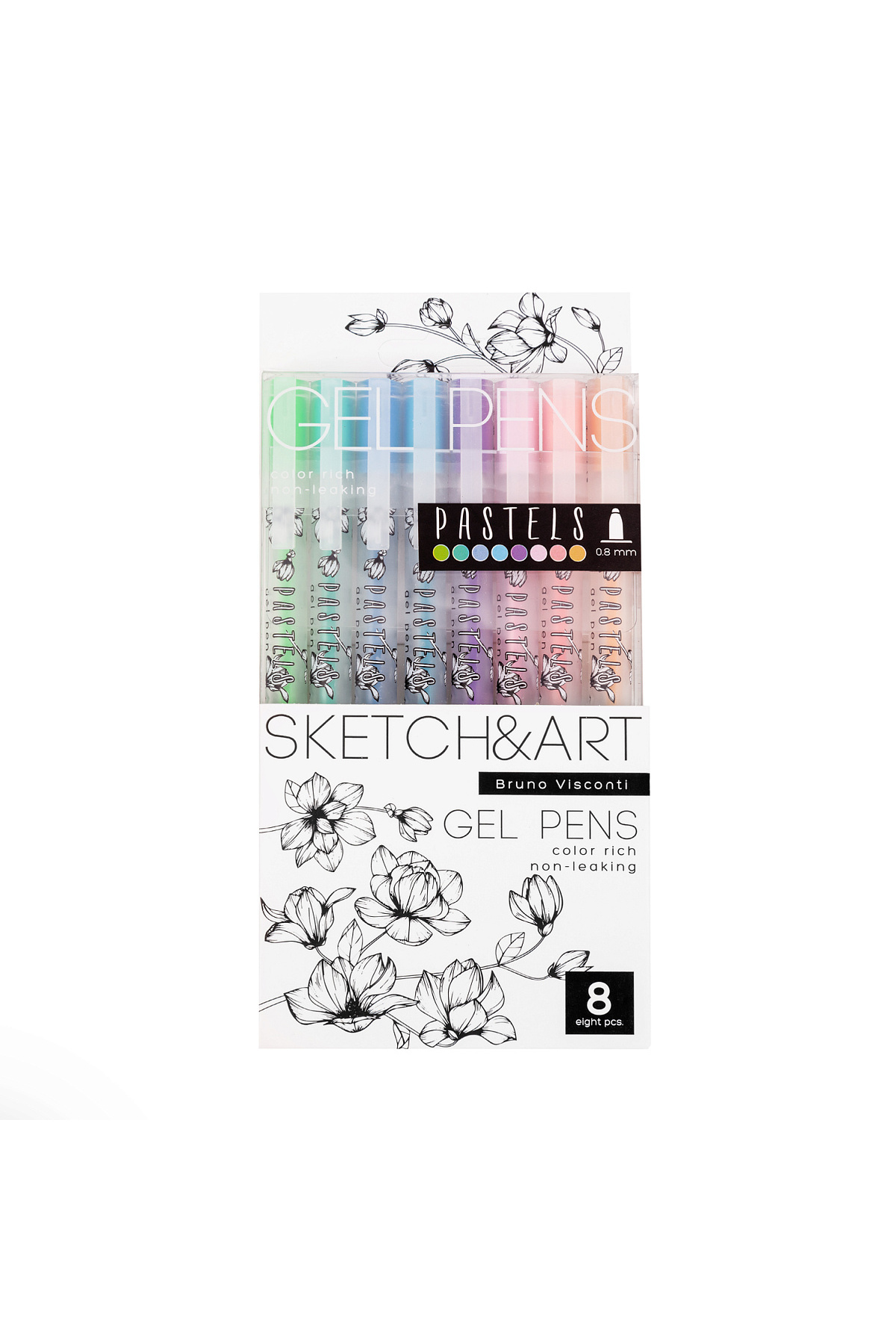 Sketch&art Uni Write Gel Pen , 0.8 Mm, 8 Colors- Pastel