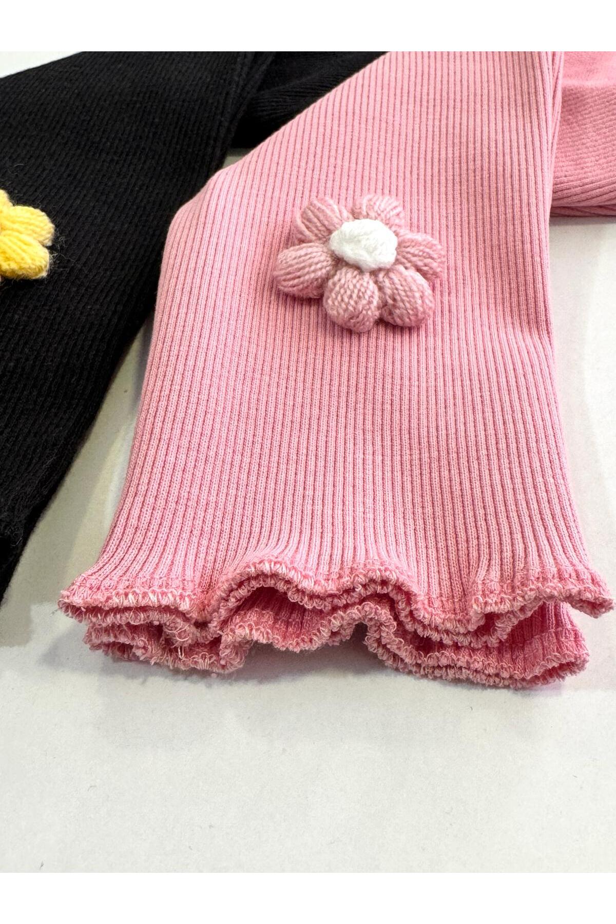ARYA BABY Fitilli kaşkorse kumaştan Papatyalı kız bebek 2li bebek çocuk taytı,Pantolon,Takım, Alt Giyim fotoğrafı 4 (önizleme)
