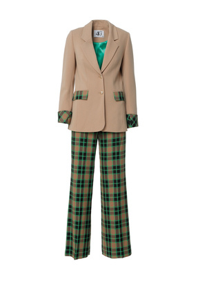4G GIZIA Yeşil Ekose Desenli Kahverengi Takım