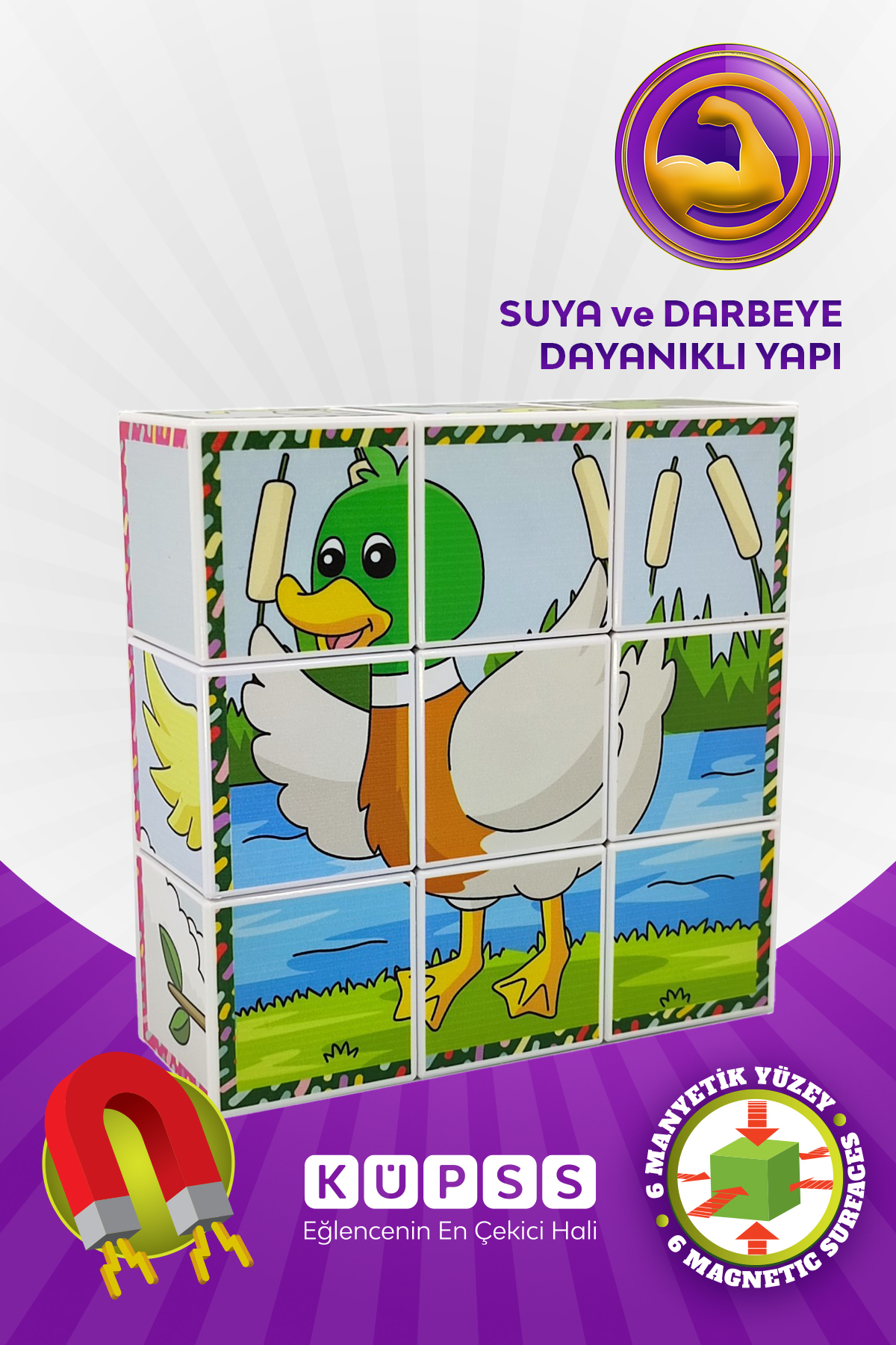 KÜPSS Uçan Hayvanlar Manyetik Küp Puzzle - 6 Farklı Yapboz fotoğrafı 3 (önizleme)