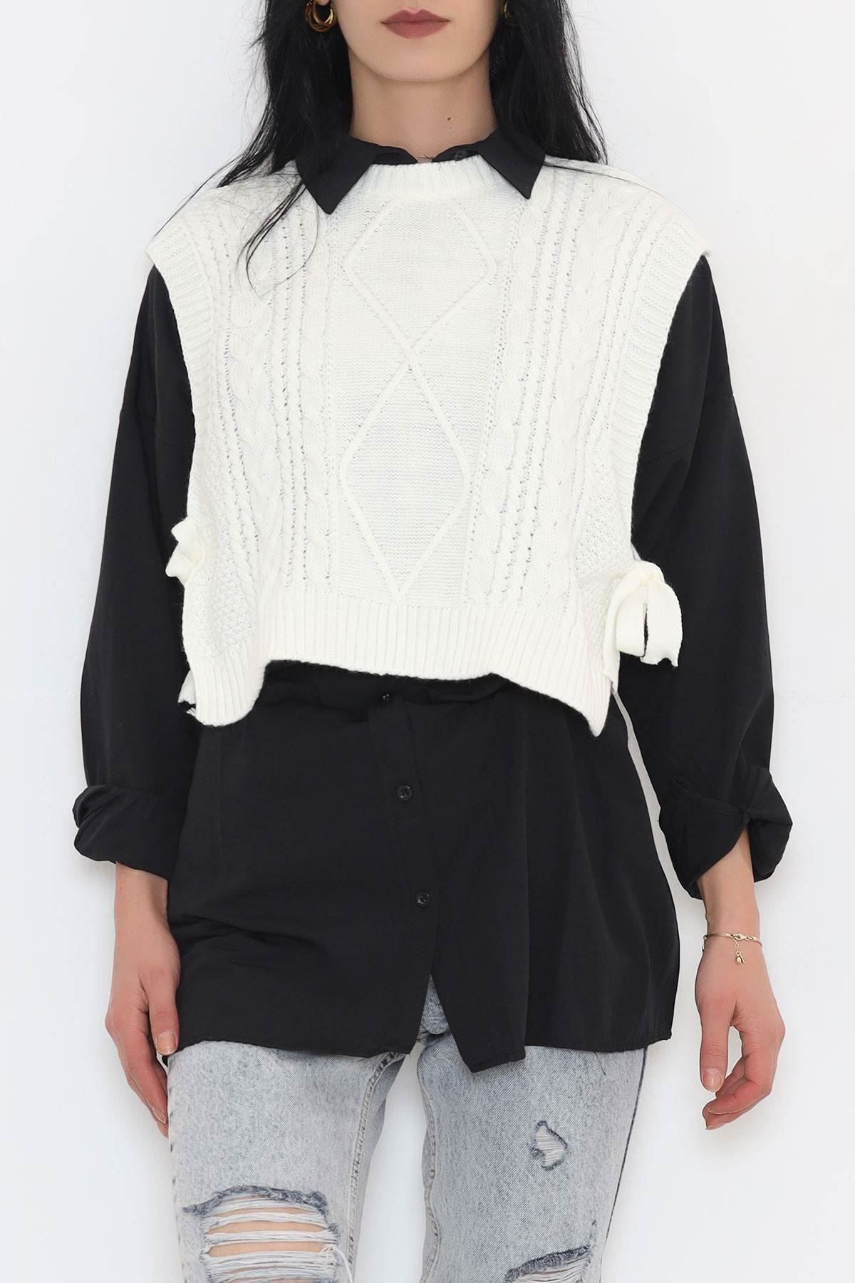 Nylia Sweater Vest White Relaxed fit Trendyol