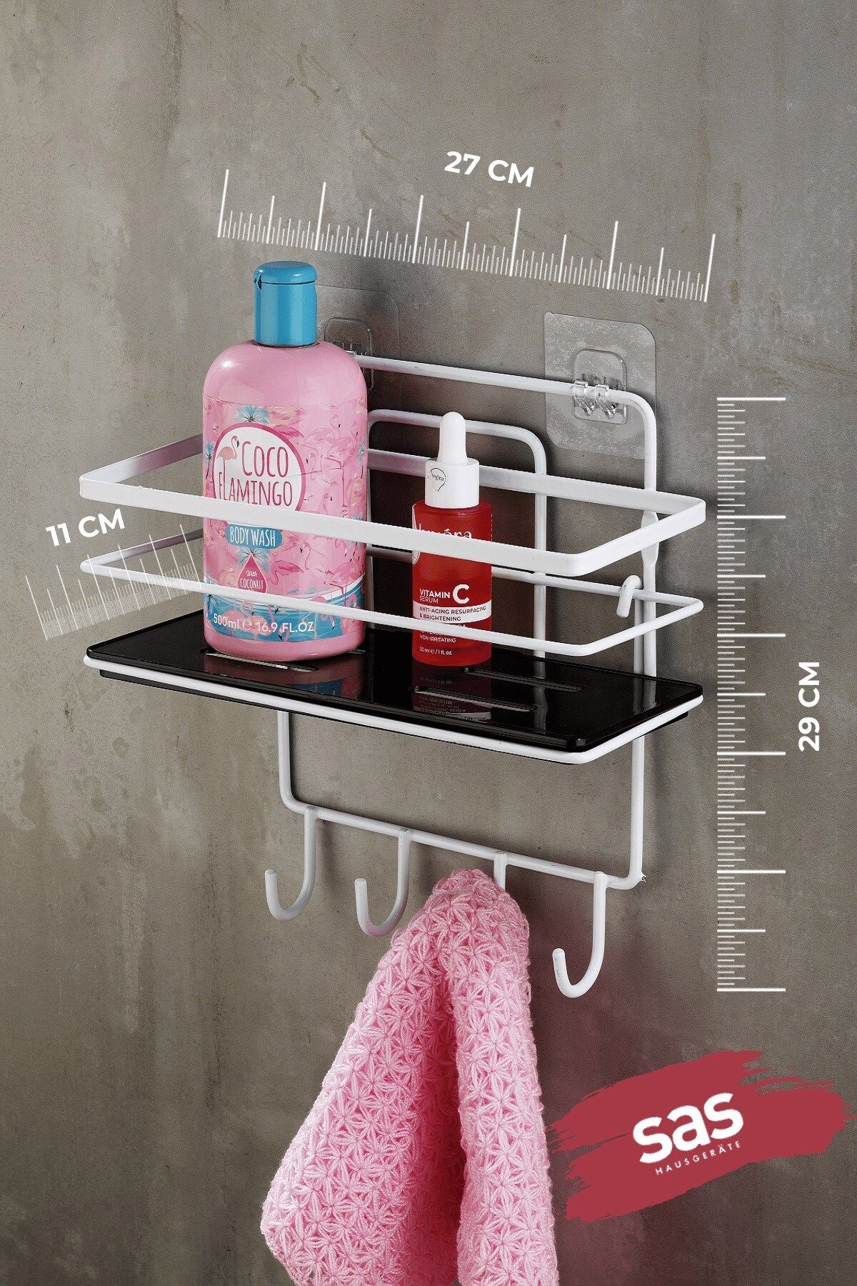 Sas Haus-Two Layers Chrome Bathroom Sponge Holder Shampoo Holder Lux 3