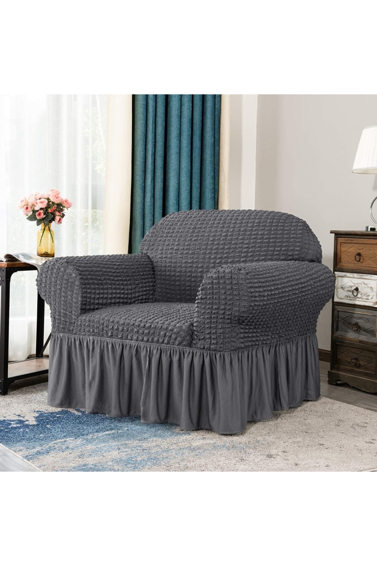 Bürümcük Single Seat Cover Armchair Cover Elastic Elastic Skirt