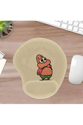 UcuruStore Sevimli Yıldız Patrick Bilek Destekli Kesik Oval Mouse Pad
