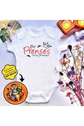Unisex Bebek Bir Prenses Kolay Yetişmiyor Baskılı %100 Pamuklu Çıtçıtlı Body Zıbın irembody78