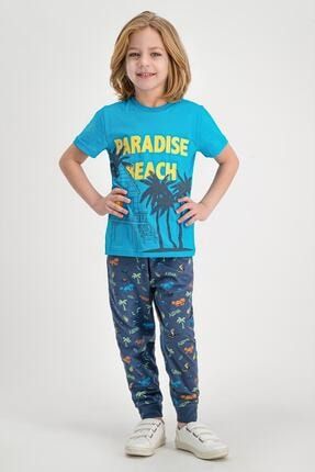 Paradise Beach Turkuaz Erkek Çocuk Pijama Takımı RP1658-C