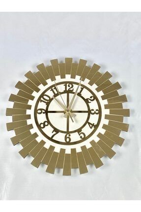 Lüks Dekoratif Duvar Saati Ayçiçeği Model Gold Aynalı Pleksi Türk Rakamlı Sessiz Mekanizma 50x50 Cm Beşyıldız00000022