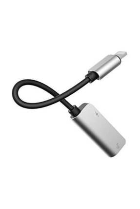 Apple iPhone Lightning 2in1 Aux 3.5mm Kulaklık Dönüştürücü Şarj Girişli Adaptör Gümüş-1