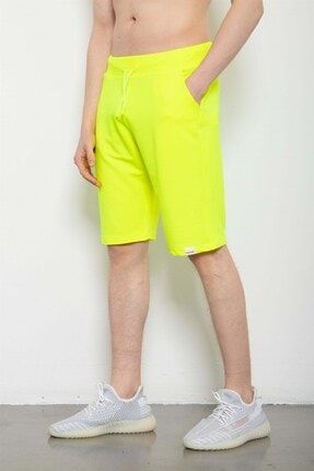 Erkek Neon Sarı Uzun Basic Pamuklu Şort CPR4002