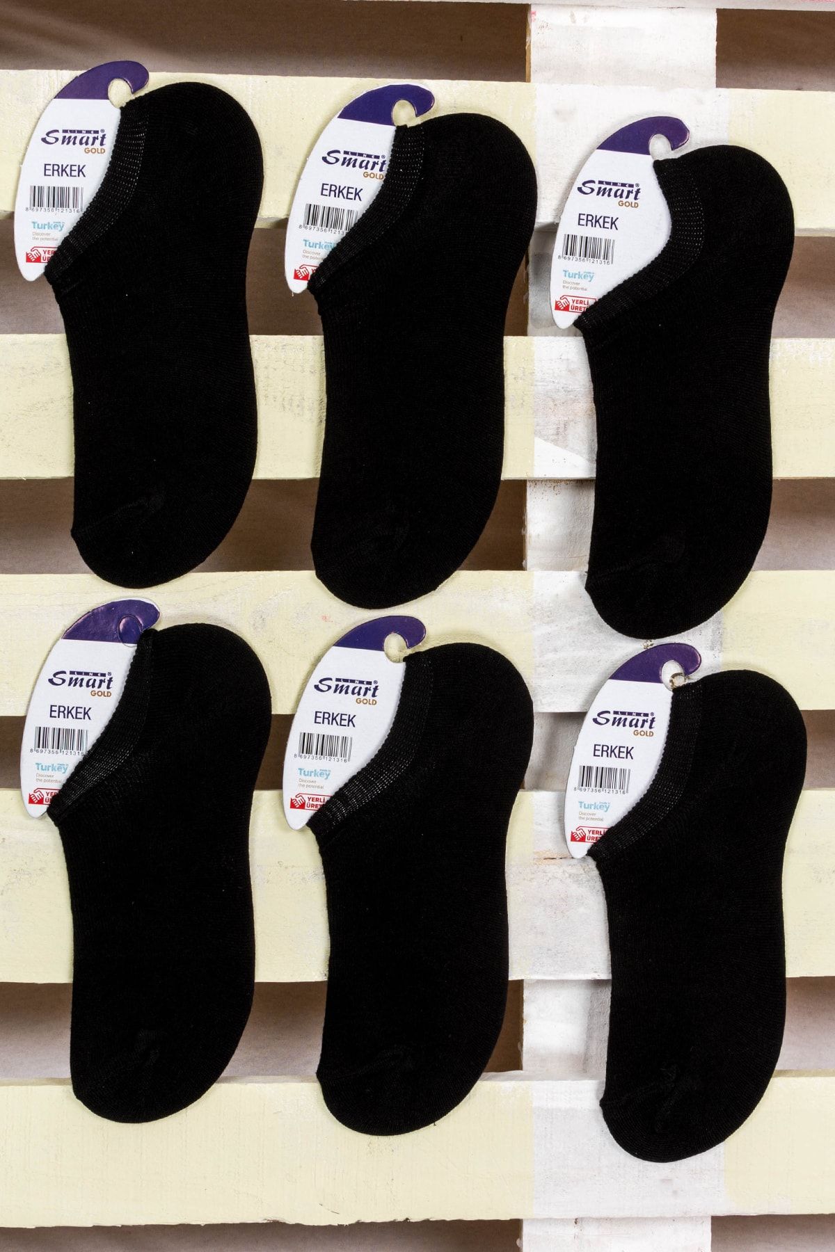 Line Smart-6-Piece Men's Cotton Summer Snekers Black Socks 4
