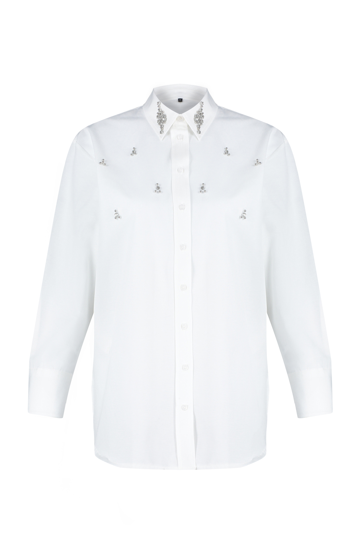 Trendyolmilla  Ekru Önü Taş Detaylı Regular Normal Kalıp Dokuma Gömlek TWOSS24GO00069 - Görsel 9